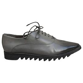 Autre Marque AGL Grey Patent Leather Derbies Grey