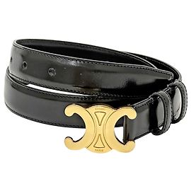 Céline Cinturón de cuero Celine Triomphe Negro