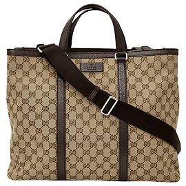 Bolsa tote em canvas GG Gucci Marrom Bege