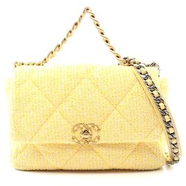 Borsa a Spalla Chanel 19 Matelassé Gialla Giallo