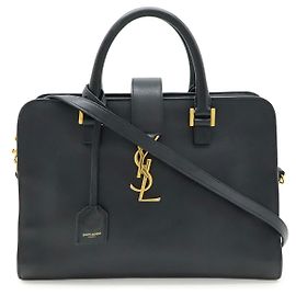 Yves Saint Laurent Monogram Cabas Leather Handbag Blue
