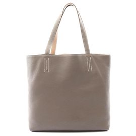 Hermès Double Sens 45 Leder Tote Bag Grau
