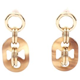 Hermès Orecchini Eurydice PM in oro placcato e corno di bufalo D'oro Metallico