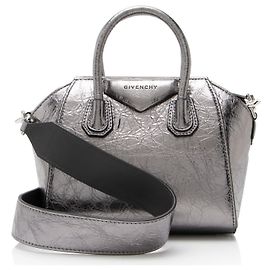 Givenchy Metallic Laminated Lambskin Antigona Toy Satchel Silvery Metallic