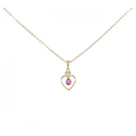 Autre Marque Au750 Yellow Gold Ruby Diamond Necklace Golden