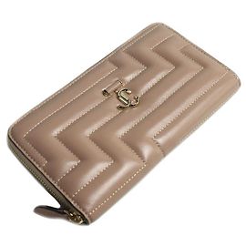 Jimmy Choo PIPPA Leather Long Wallet Beige