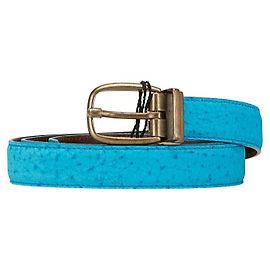 Dolce & Gabbana Dolce&Gabbana Ostrich Belt Blue Light blue
