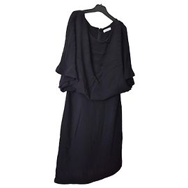 Robe noire SandroRobe Sandro taille 36 S noir, haut drapé manche chauve souris Noir