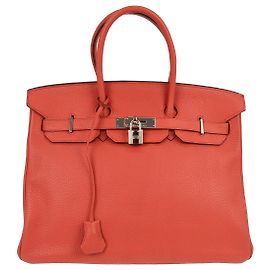 Hermès Hermes Birkin Handbag Taurillon Clemence 35 Red