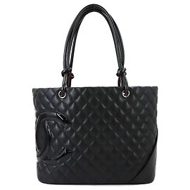 Bolso tote grande de la línea Cambon de Chanel Negro