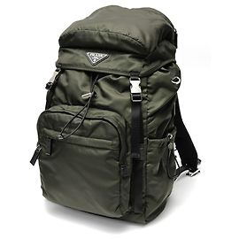 Prada Re-Nylon Saffiano Leather Backpack Khaki