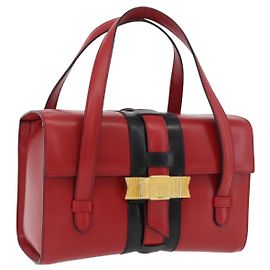 Céline CELINE Handtasche aus rotem Leder mit Gold Auth YKZ1471A Rot Golden