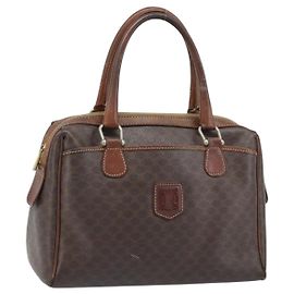 Céline Bolsa de mão em lona Macadam CELINE em couro PVC marrom dourado Auth YKZ329 Marrom Dourado