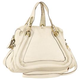 Chloé Sac à main Chloe Paraty en cuir 2 en 1 blanc or Auth BSZ160 Blanc Doré