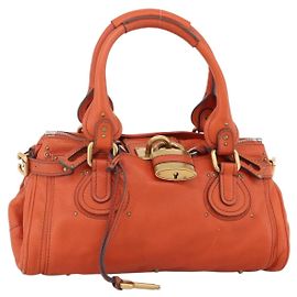 Chloé Sac à main Chloe Paddington en cuir orange or argent authentique YKZ1580SAM Argenté Doré Orange