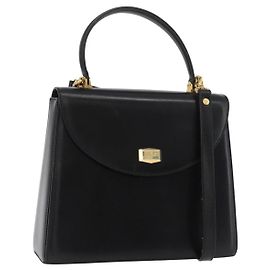 BALLY Sac à main en cuir 2 voies Noir Or Auth YKZ1052 Noir Doré