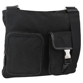 Borsa a Spalla PRADA Nylon Nero Argento Autentica BAZ163 Nero Argento