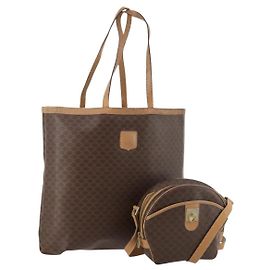 Céline CELINE Macadam Canvas Clutch Tasche aus PVC-Leder 2 Set Braun Schwarz Auth mr2165 Braun Schwarz