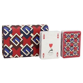 GUCCI Playing Cards case Geometric G PVC Red Blue Auth 174169SAM Red Blue