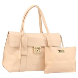 Sac à main en cuir Gancini Salvatore Ferragamo Rose Or Auth BSZ659 Rose Doré