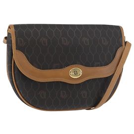 Borsa a spalla in tela a nido d'ape PVC nera e oro Christian Dior Auth ka3752 Nero D'oro