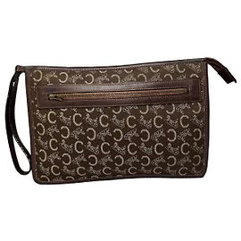 Céline Vintage Celine Monogram Clutch brown white Brown