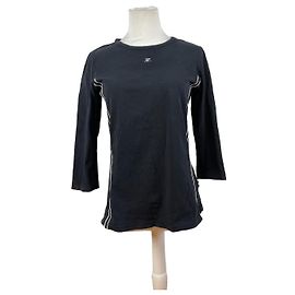 Pull en toile vintage Courreges noir et blanc Noir