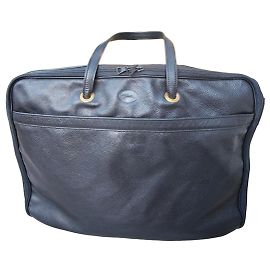 Longchamp Leather Travel Bag Black Black