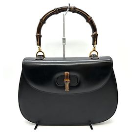 Gucci Handtasche aus schwarzem Leder mit Bambusgriff Schwarz