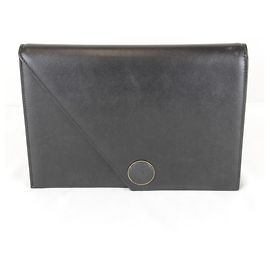 Saint Laurent Black Leather Clutch Bag Black