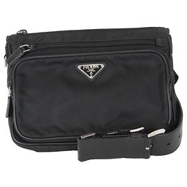 Sac banane Prada Saffiano en nylon noir Noir