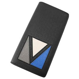 Louis Vuitton Taiga V-Shape Long Wallet Black Blue