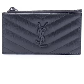 Leder-Münzgeldbörse Yves Saint Laurent Schwarz