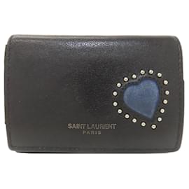 Yves Saint Laurent Heart Bi-fold Wallet Black Blue
