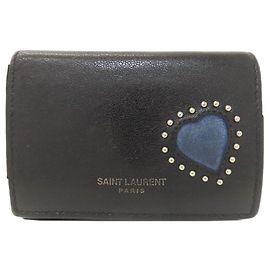 Yves Saint Laurent Heart Bi-Fold Geldbörse Schwarz Blau