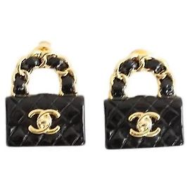 Chanel Boucles d'oreilles noires Noir