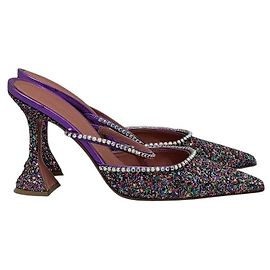 Mules de couro com glitter multicolorido Amina Muaddi Gilda Tamanho 39,5 Outro