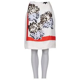 Christian Dior White Floral Silk Skirt - Size 38 Pre-owned Other
