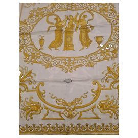Autre Marque Lenço de seda branco e dourado Atelier Versace Branco Dourado