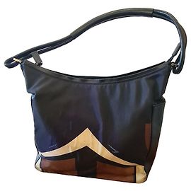 Bolsa Gucci em nylon e couro com estampa geométrica Marrom Preto Multicor