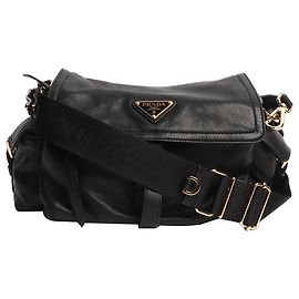 Prada Sac à épaule en cuir noir Explore Noir