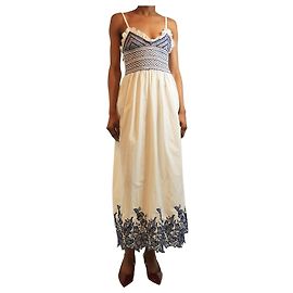 Autre Marque Robe midi smockée Bianca bleu et blanc - taille M Blanc