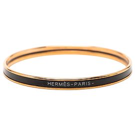 Hermès Black Extra Narrow Enamel Uni Bangle 62 Black