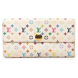 Portafoglio Sarah Monogram Multicolore Bianco Louis Vuitton Bianco