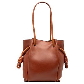 LOEWE Brown Small Leather Flamenco Knot Tote Brown