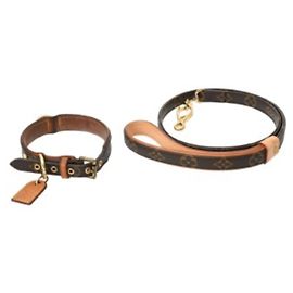 Conjunto de collar y correa Monogram Louis Vuitton Castaño