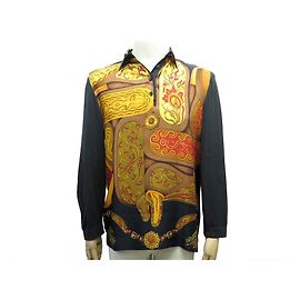 Hermès HERMES CARDIGAN AMAZONEN FESTIVAL L 44 WOLLE SEIDE SCHWARZ STRICKJACKE Schwarz