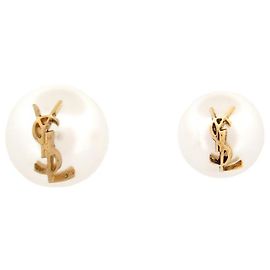 Yves Saint Laurent NUOVE ORECCHINI SAINT LAURENT 691563 CASSANDRE PERLE D'ORO D'oro