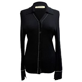 Rippstrick-Cardigan aus schwarzer Viskose Sandro Schwarz