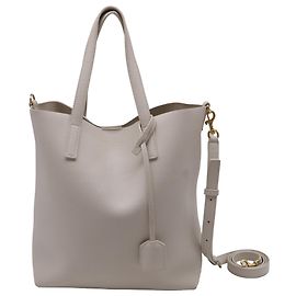Bolsa de compras N/S Saint Laurent em couro bege Bege